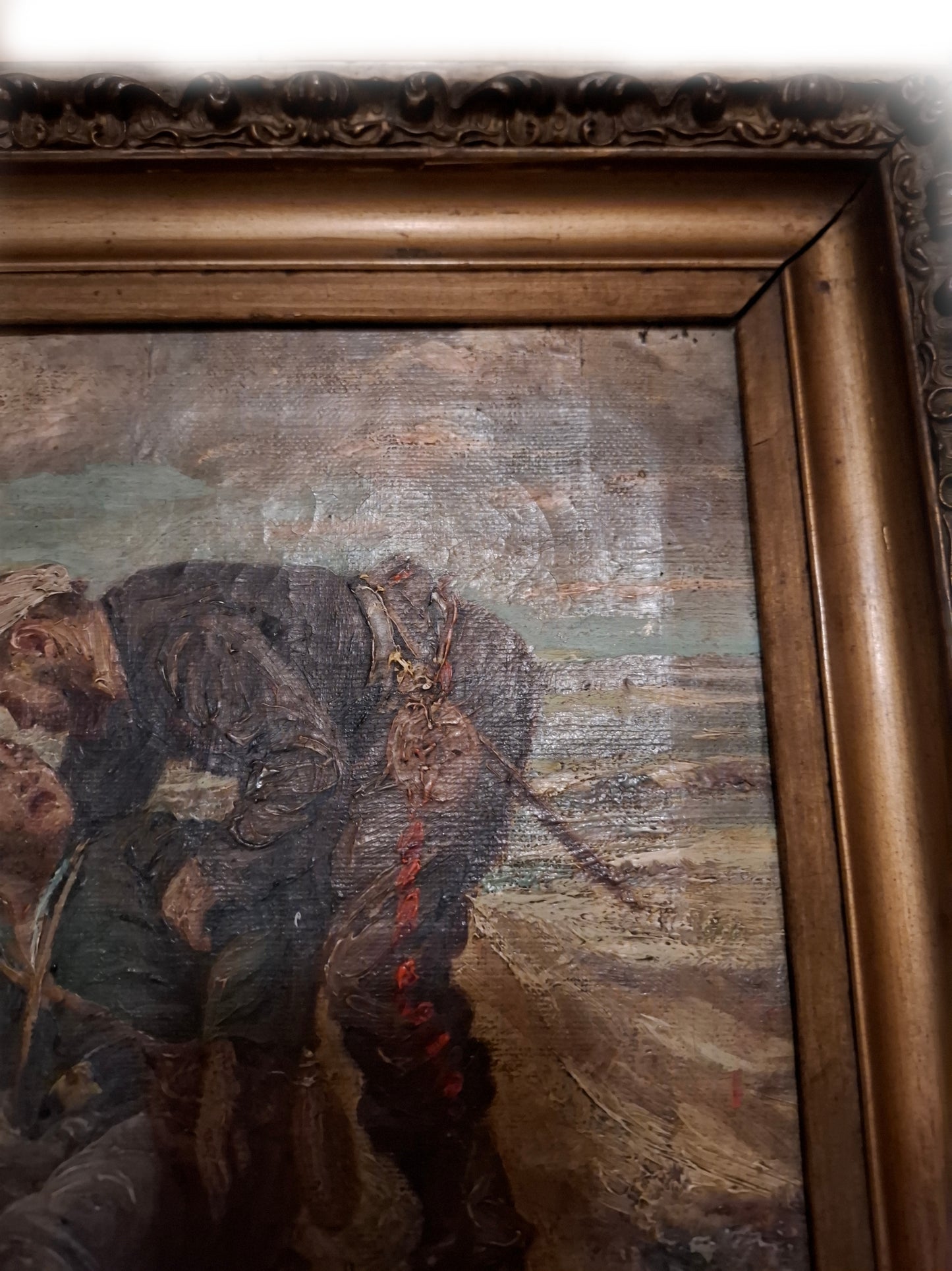 Military Painting, 2 Wounded Soldiers.