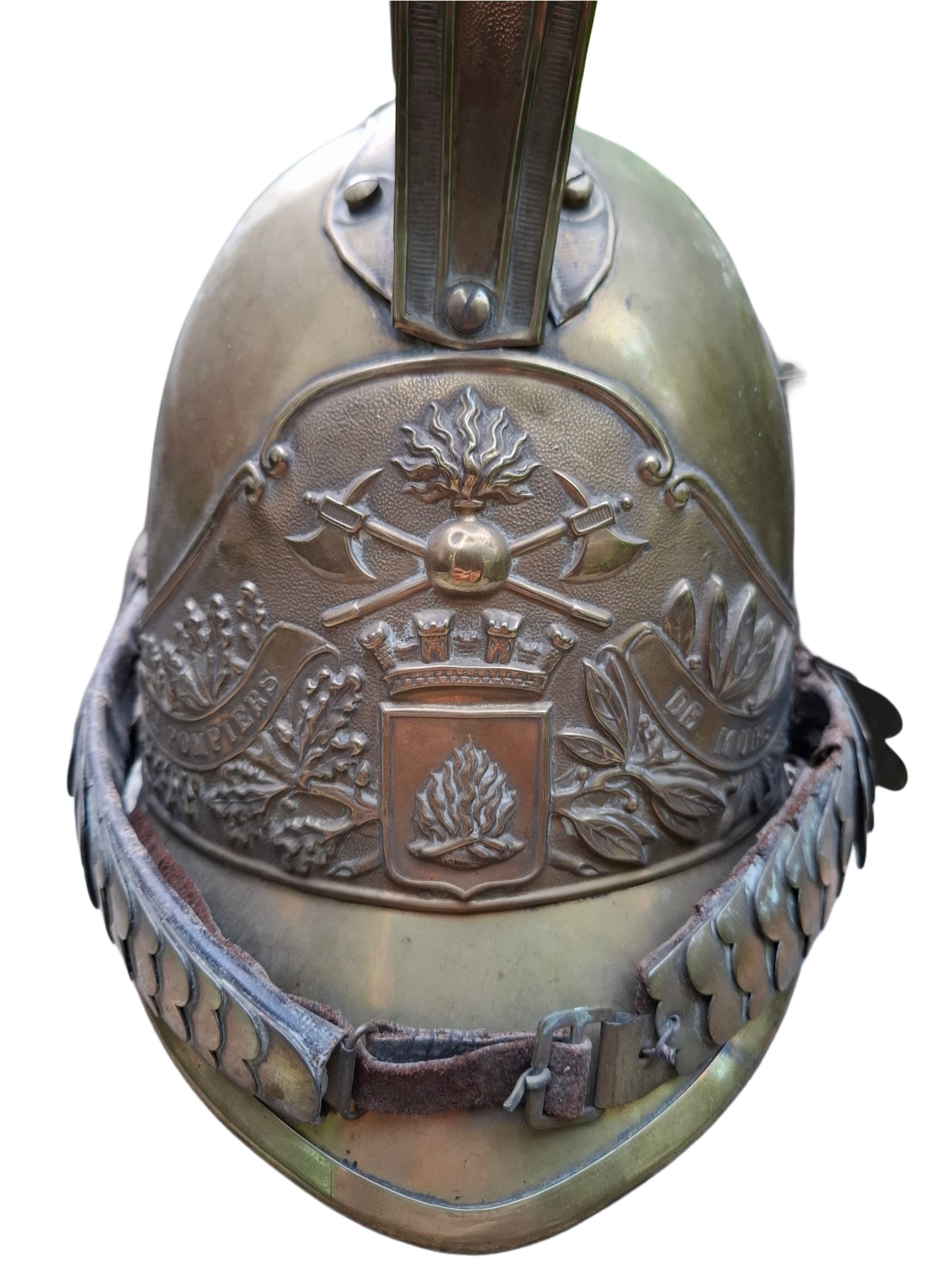 French brass fire department helmet 1872