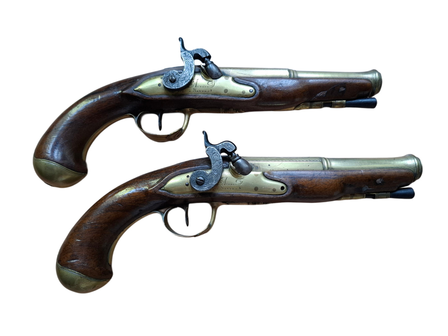 Pair Of French Navy Percussion Pistols, Aubron A Nantes.