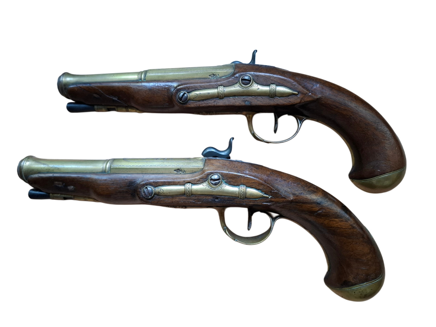 Pair Of French Navy Percussion Pistols, Aubron A Nantes.