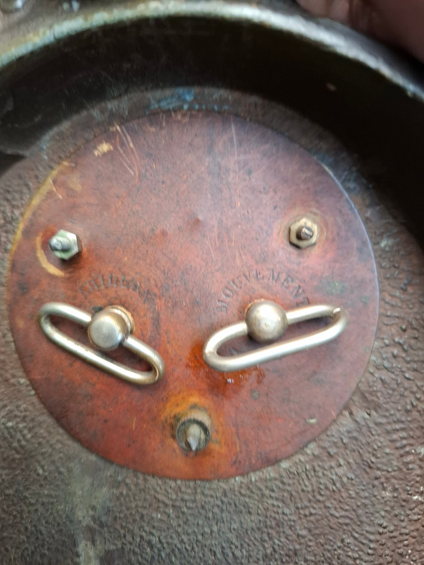 French cuirassier helmet, metal as a pendulum with integrated clock